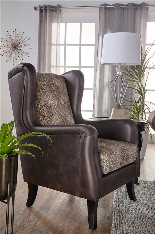 Elmbrook Upholstered Wingback Accent Club Chair Brown on Sale