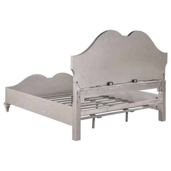 Evangeline Tufted Upholstered Platform Bed Ivory and Silver Oak Online now