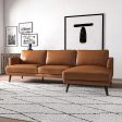 Lore  L-Shaped Genuine Leather Sectional In Tan Right Facing For Cheap