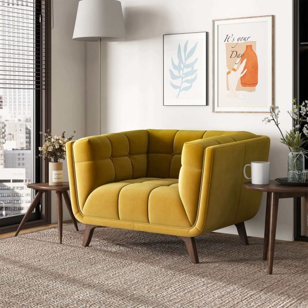 Addison Mid Century Modern Gold Velvet Lounge Chair Fashion