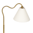 Ornate Brass Ring Base Curved Table Lamp with Triangle White Drum Shade For Discount