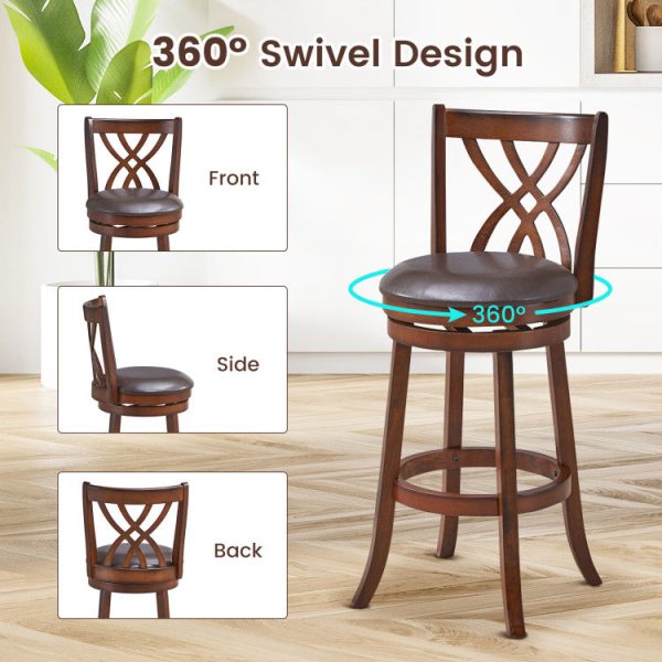 360° Swivel Counter Height Chairs with PU Leather Cushioned Seat and Footrests Hot on Sale