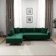 Mano  L-Shaped Velvet Sectional Sofa In Green Left Facing Online now