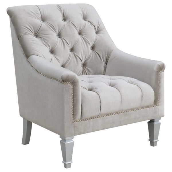 Avonlea Sloped Arm Tufted Chair Grey For Sale