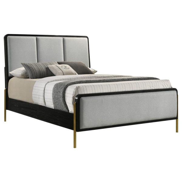 Arini Queen Bed With Upholstered Headboard Black And Grey Hot on Sale