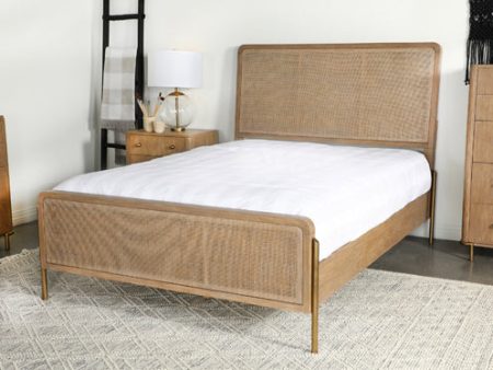 Arini Upholstered Eastern Panel Bed Sand Wash and Natural Cane Cheap