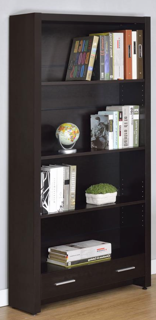 Skylar 5-shelf Bookcase with Storage Drawer Cappuccino For Cheap