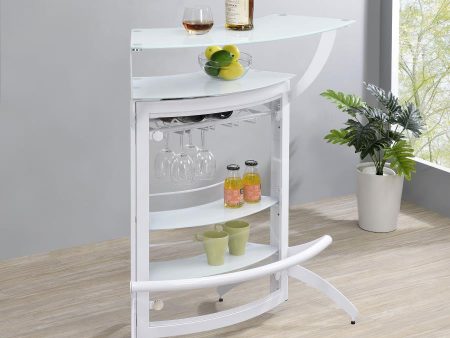 Dallas 2-shelf Home Bar White and Frosted Glass Supply