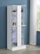 Cabra Display Case Curio Cabinet with Glass Shelves and LED Lighting White  Black High Gloss Fashion