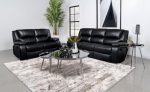 Camila 2-piece Upholstered Motion Reclining Sofa Set Black Cheap