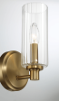 Jardin Single Light Wall Sconce With Clear Ribbed Glass - Satin Brass Fashion