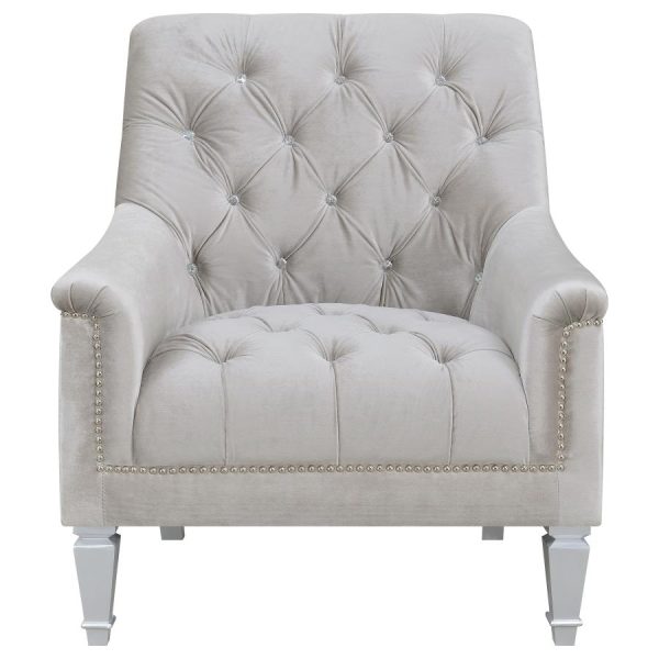 Avonlea Sloped Arm Tufted Chair Grey For Sale