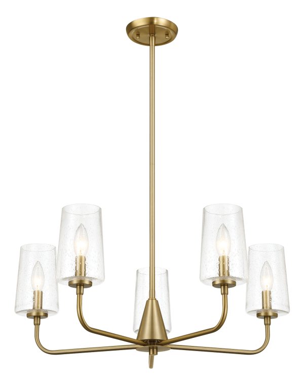 Dazzle Five Lights Chandelier With Clear Seeded Glass -Satin Brass Fashion