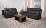 Raelynn 2-Piece Upholstered Motion Reclining Sofa Set Grey Cheap