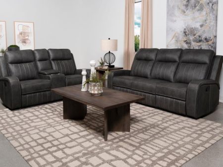 Raelynn 2-Piece Upholstered Motion Reclining Sofa Set Grey Cheap