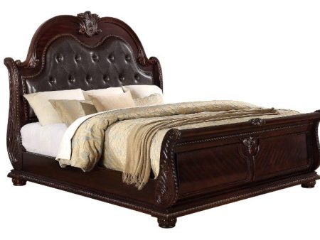 Stanley Cherry Brown Queen Upholstered Sleigh Bed For Cheap