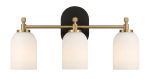 Meadows Three Lights Vanity Brushed Gold Bathroom Wall Light for Bathroom Over Mirror 20.5 W × 10.125 H × 5.5 E with White Frosted Glass For Discount