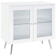 Nieta 2-tier Accent Cabinet with Glass Shelf White High Gloss and Chrome Fashion