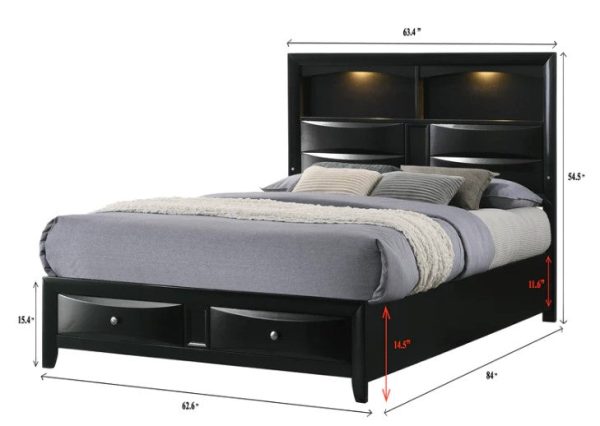 Fallon Black LED Storage Platform Bed Sale