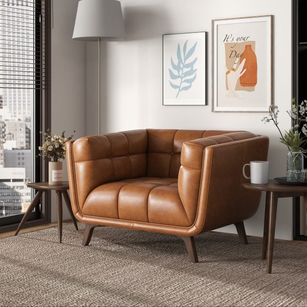 Addison Lounge Chair (Cognac Leather) Online now