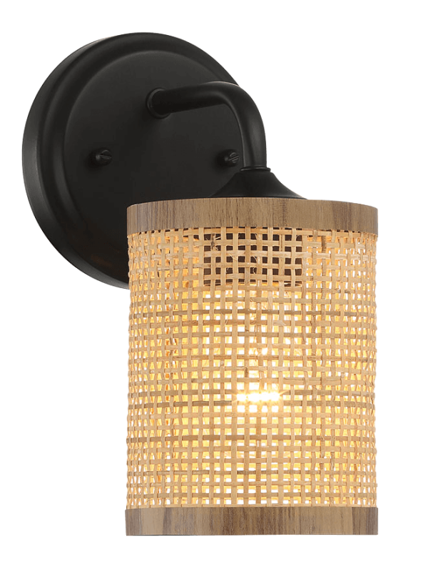 Reef Single Lights Wall Sconce With Natural Rattan Shade Rustic Wicker Wall Light Hot on Sale