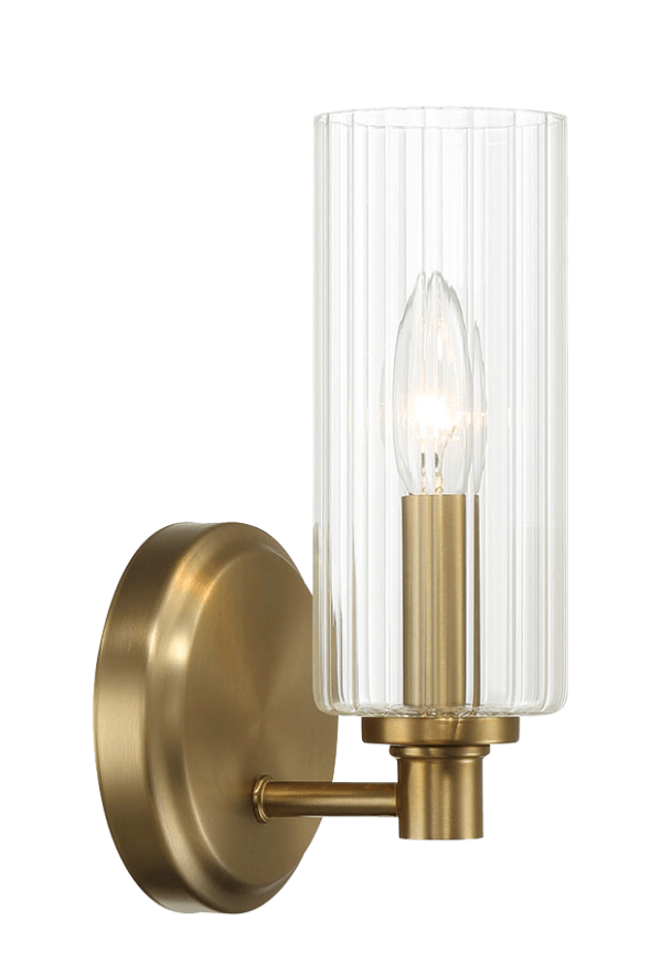 Jardin Single Light Wall Sconce With Clear Ribbed Glass - Satin Brass Fashion