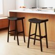 Bar Stools Set of 2 with PU Leather Upholstered Saddle Seat and Footrest Fashion