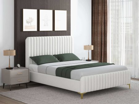 Valery Queen Size Cream Boucle Platform Bed Online