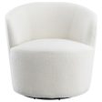 Joyce Upholstered Swivel Barrel Chair White Fashion