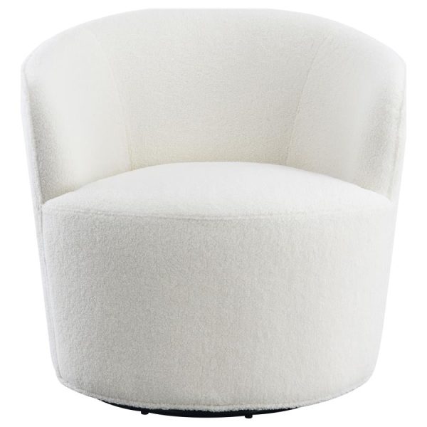 Joyce Upholstered Swivel Barrel Chair White Fashion