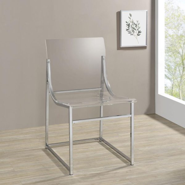 Adino Acrylic Dining Side Chair Clear and Chrome (Set of 2) Hot on Sale