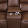 Greenfield Upholstered Power Reclining Loveseat with Console Saddle Brown For Sale