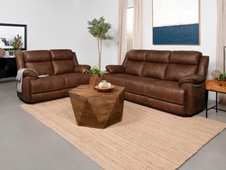 Ellington 2-Piece Upholstered Padded Arm Sofa Set Dark Brown Online now