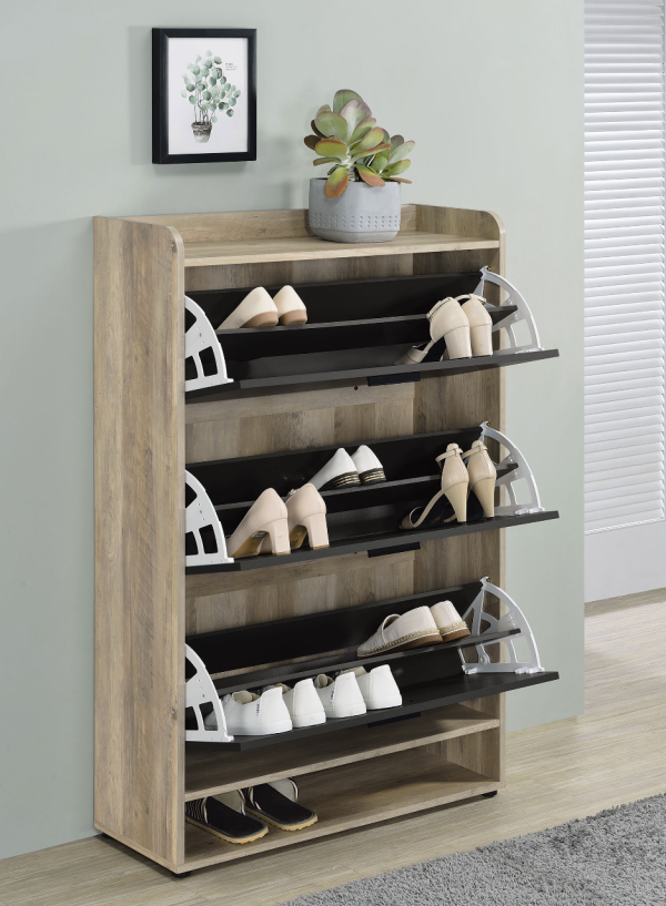 Denia 3-Tier Shoe Storage Cabinet Antique Pine And White Online