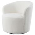 Joyce Upholstered Swivel Barrel Chair White Fashion