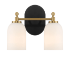 Vortex Two Lights Vanity in Traditional Style for Over Bathroom Mirror Wall Sconce 12.25 W × 10.125 H × 5.5 E With White Frosted Glass For Discount