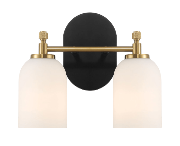 Vortex Two Lights Vanity in Traditional Style for Over Bathroom Mirror Wall Sconce 12.25 W × 10.125 H × 5.5 E With White Frosted Glass For Discount