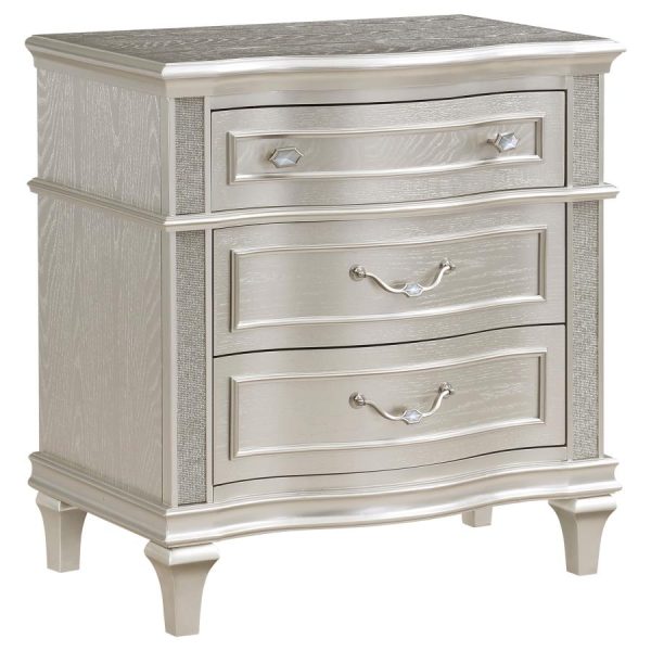 Evangeline 3-Drawer Nightstand Silver Oak Online Sale