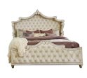 Antonella 5-Piece Eastern King Upholstered Tufted Bedroom Set Ivory and Camel Online now