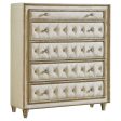 Antonella 5-drawer Upholstered Chest Ivory and Camel on Sale