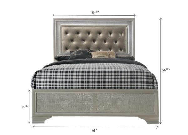 Lyssa Champagne LED Upholstered Panel Bed Sale