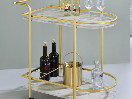 Desiree 2-Tier Bar Cart With Casters Gold For Cheap