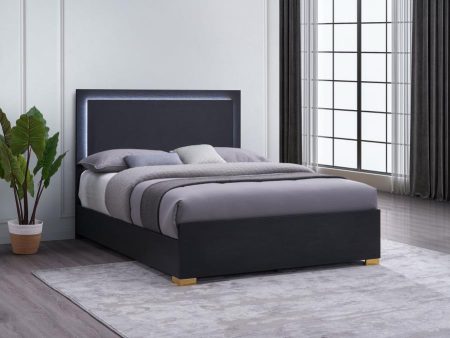 Marceline Wood Eastern King LED Panel Bed Black Fashion