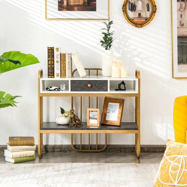 Console Table with Drawer Storage Shelf Wide Tabletop on Sale