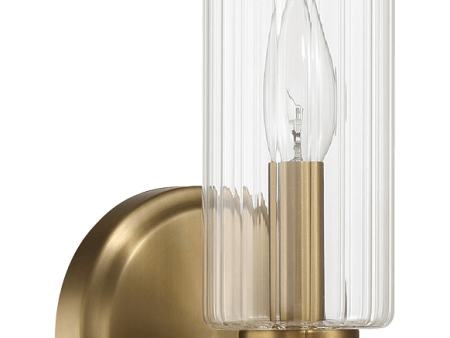 Jardin Single Light Wall Sconce With Clear Ribbed Glass - Satin Brass Fashion