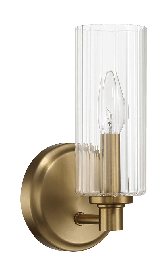 Jardin Single Light Wall Sconce With Clear Ribbed Glass - Satin Brass Fashion