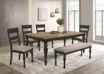 Bridget 6-piece Rectangular Dining Set Brown Brushed and Charcoal Sandthrough Cheap