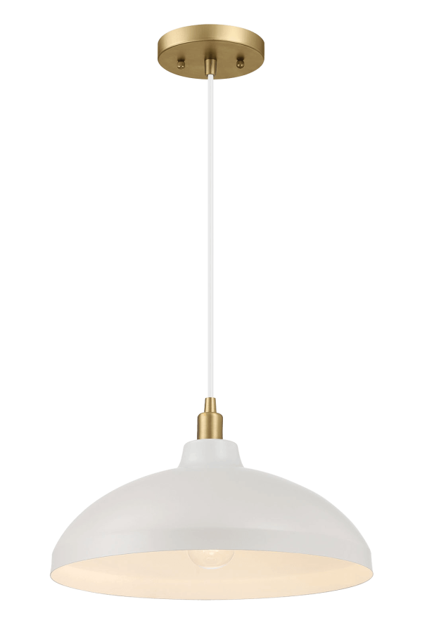 Astral Single Light White Pendant Lamp with Golder Brass Finish for Entrance Kitchen Island 14 D × 8 H For Cheap