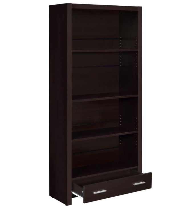 Skylar 5-shelf Bookcase with Storage Drawer Cappuccino For Cheap