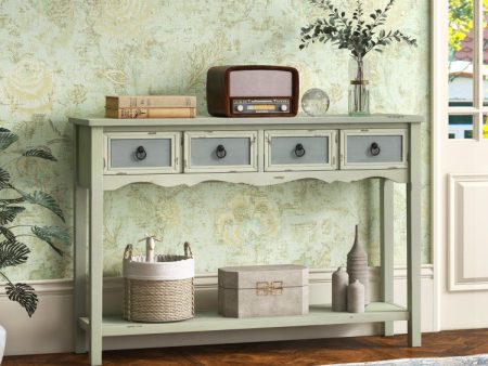 48 Inch Farmhouse Console Table with 2 Drawers and Open Storage Shelf for Hallway Hot on Sale